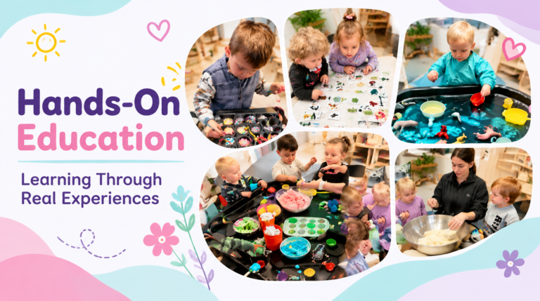 Hands-on education activities at Jacaranda Childcare Centre showing children learning through real experiences