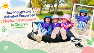 Children enjoying playground activities that encourage physical development