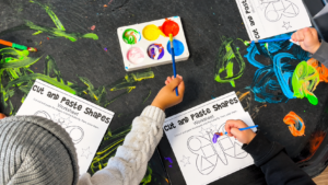 Children participating in an outdoor creative learning activity at childcare